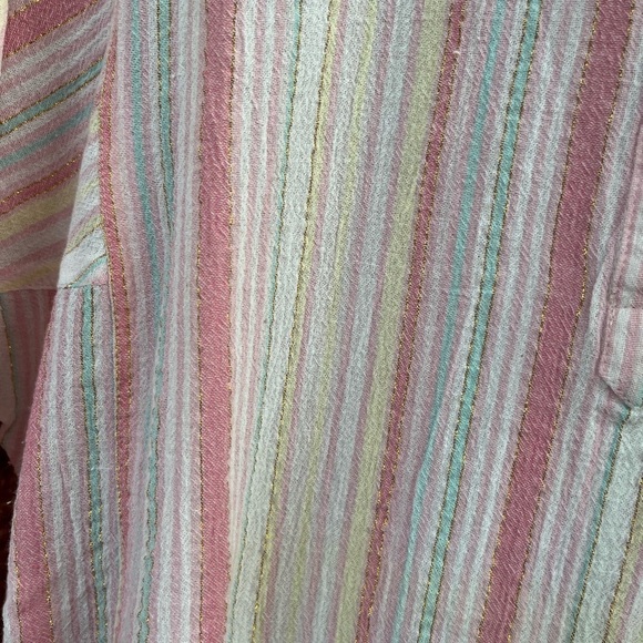 Jewel Queen 100% Cotton Pull Over/ Tunic Striped, Beachwear, Pastel Size Medium - Picture 3 of 5